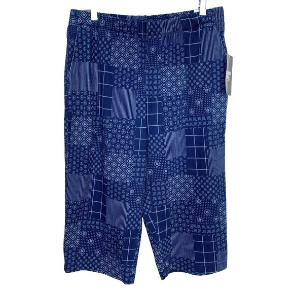 Lands' End Pants - Lands' End Pants Sport Knit Capri Stretch Crop Denim Blue Pull On Womens M 10 12